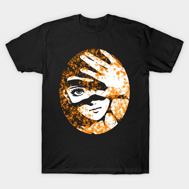Punk Fashion Style Oval Orange Glowing Girl T-Shirt by Punk Fashion